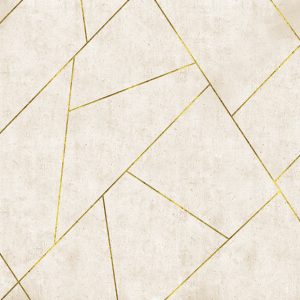 טפט גרמני גאומטרי רקע בטון קרם עם ניתוקים זהב