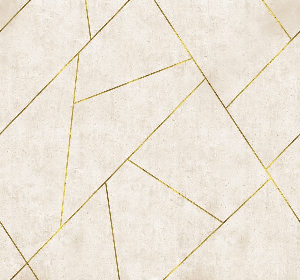 טפט גרמני גאומטרי רקע בטון קרם עם ניתוקים זהב