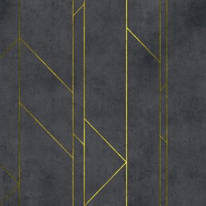 טפט גרמני גאומטרי רקע בטון שחור עם ניתוקי זהב