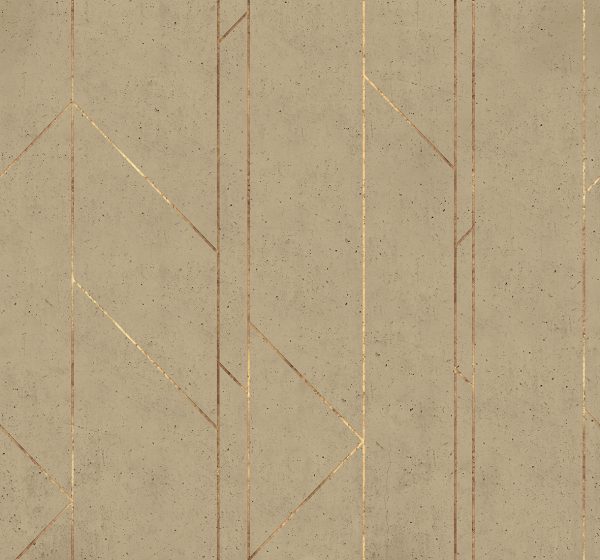 טפט גרמני גאומטרי רקע בטון חום בהיר עם ניתוקי זהב