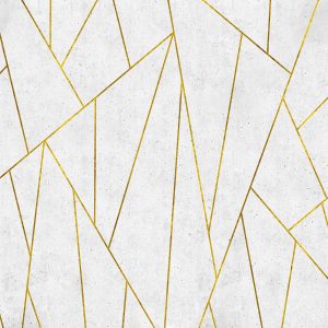 טפט גרמני גאומטרי רקע בטון אפור עם ניתוקי זהב