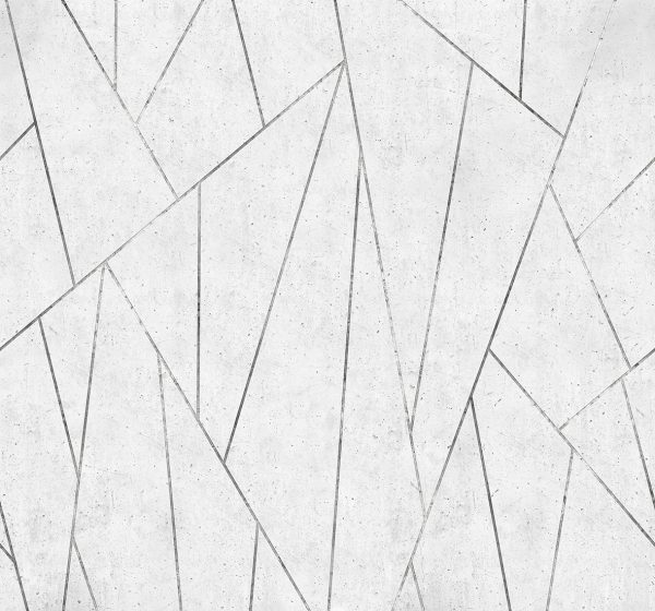 טפט גרמני גאומטרי רקע בטון אפור עם ניתוקים כסופים