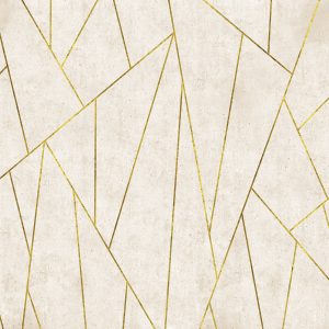טפט גרמני גאומטרי רקע בטון קרם עם ניתוקי זהב
