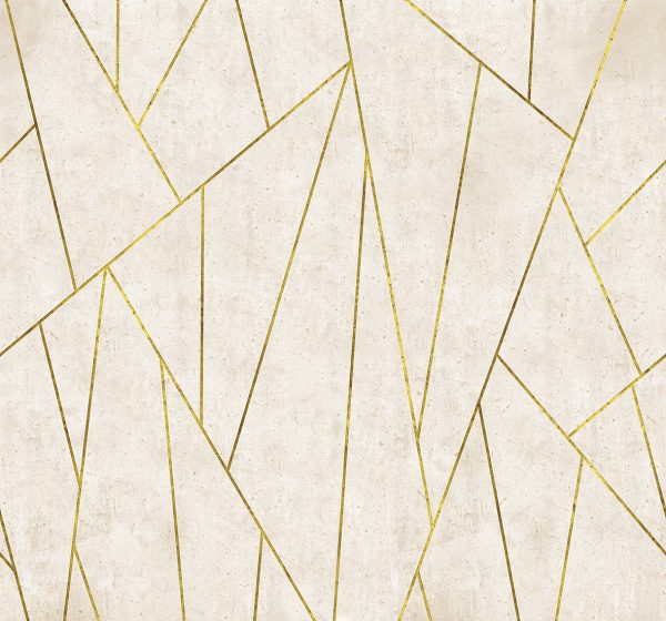טפט גרמני גאומטרי רקע בטון קרם עם ניתוקי זהב