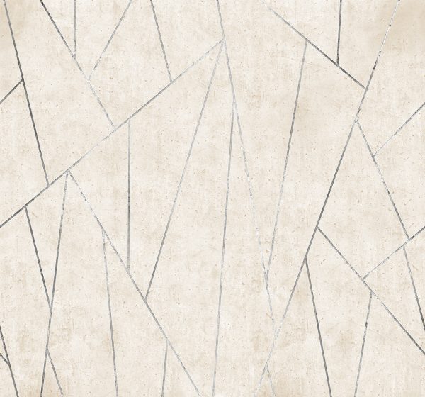 טפט גרמני גאומטרי רקע בטון קרם עם ניתוקים כסף