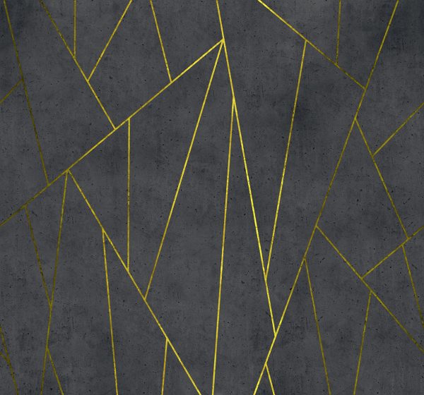 טפט גרמני גאומטרי רקע בטון שחור עם ניתוקי זהב