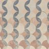 טפט פרימיום אומנותי- מעצבי על - טפט עיגולים רטרו בגווני קרם- חום- בז'