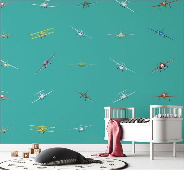 טפט מטוסים לחדרי ילדים במגוון צבעים